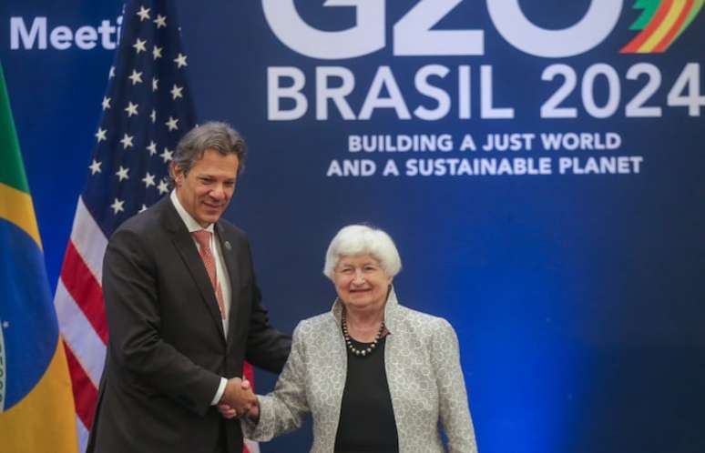 Haddad fez pronunciamento ao lado de Janet Yellen, secretária de Tesouro dos Estados Unidos