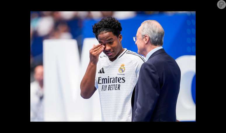 Pais e namorada de Endrick choram muito ao ver jogador sendo ovacionado em apresentação ao Real Madrid, no Bernabéu; assista o vídeo!.