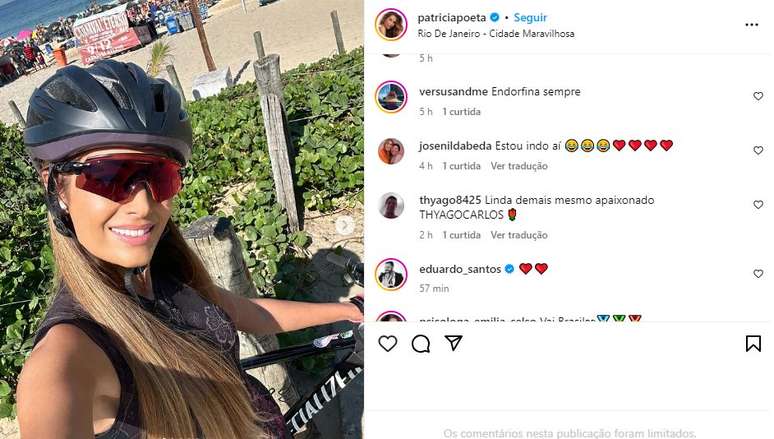 Patrícia Poeta andou de bicicleta no Rio de Janeiro 