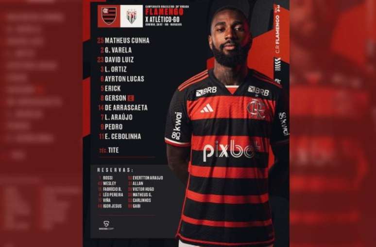 Flamengo enfrenta Atlético-GO com David Luiz e Leo Ortiz formando a dupla de zaga.