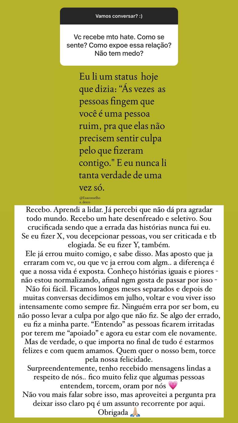 Modelo reconhece que jogador errou com ela, mas que depois de conversarem decidiram voltar com o relacionamento