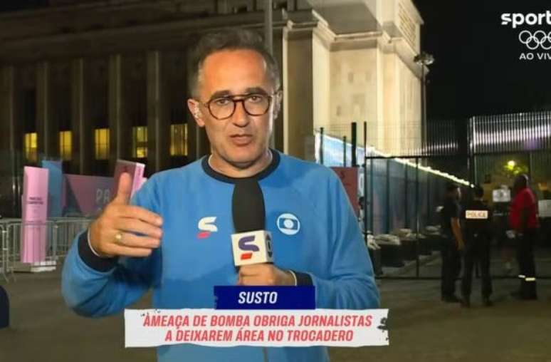 Marcelo Barreto relata ao vivo ameaça de bomba no estúdio alugado pela sportv durante os Jogos Olímpicos de Paris