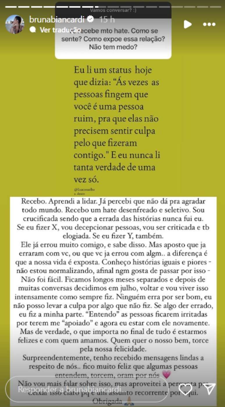 Bruna Biancardi fala de comentários maldosos sobre seu relacionamento com Neymar