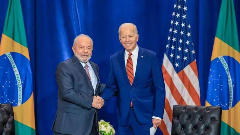 Presidente Luiz Inácio Lula da Silva, se encontra com o Presidente dos Estados Unidos, Joe Biden, em Nova York. em setembro de 2023