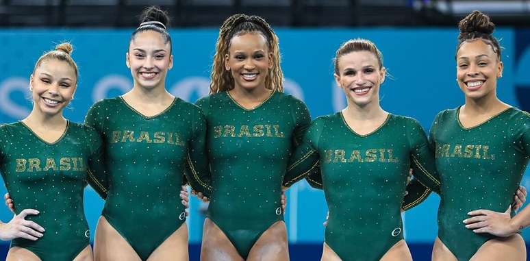 Flávia Saraiva, Julia Soares, Rebeca Andrade, Jade Barbosa e Lorraine Santos