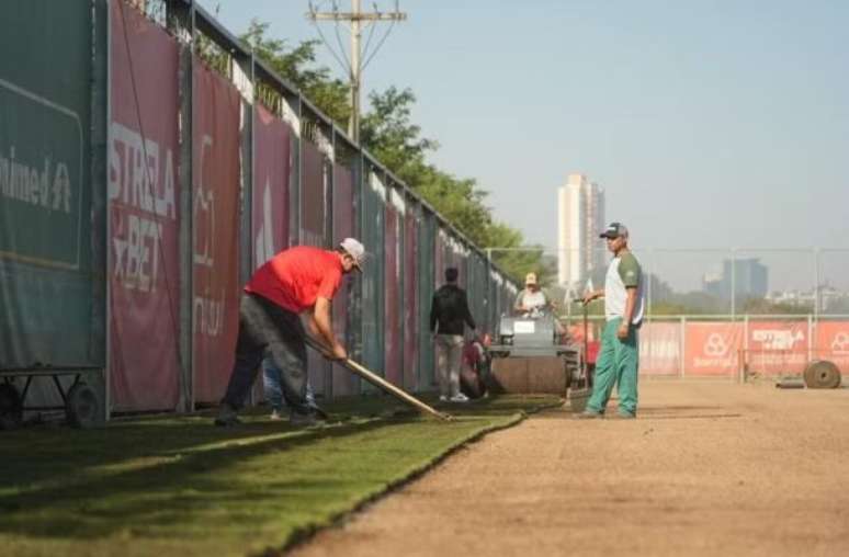 CT Parque Gigante, do Inter, replantio do gramado —