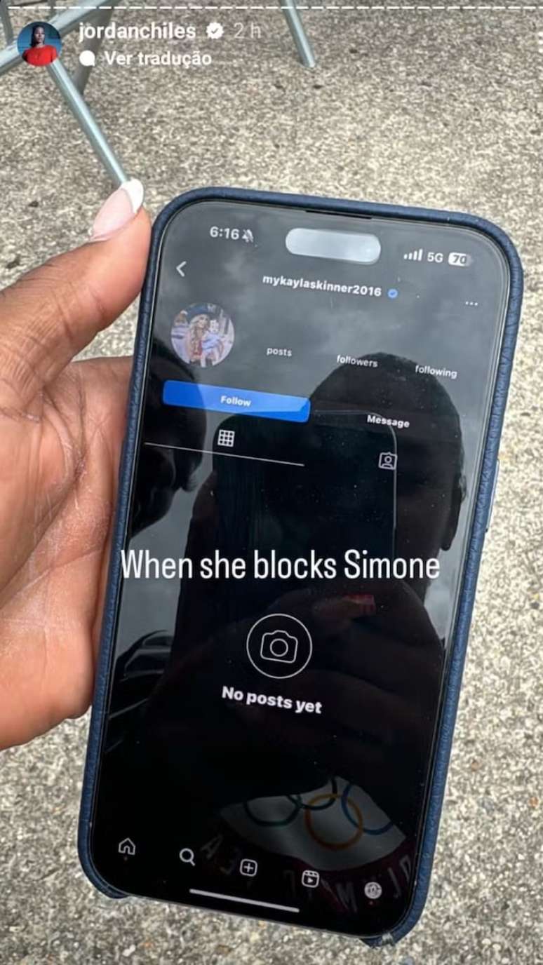 Simone Biles é bloqueada por MyKayla Skinner após indireta no Instagram