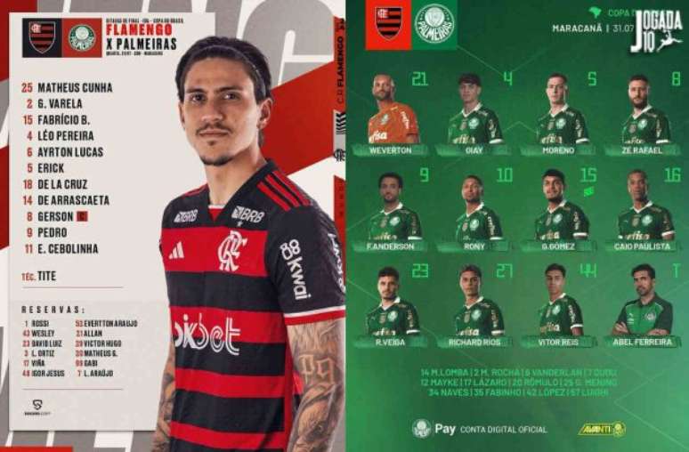 Flamengo e Palmeiras escalados –