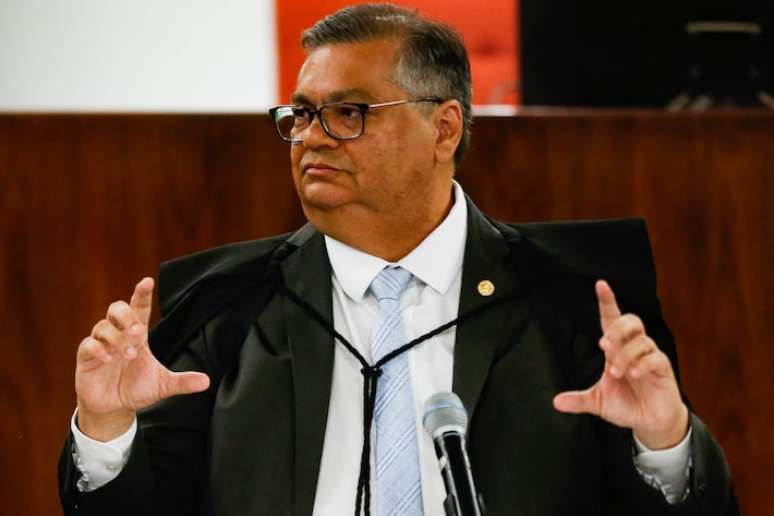 Flávio Dino na audiência sobre a continuidade do Orçamento Secreto, na manhã desta quinta-feira, 1º, no STF