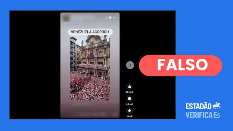 Imagem mostra Festival de San Fermin, em Pamplona, na Espanha, e não a Venezuela