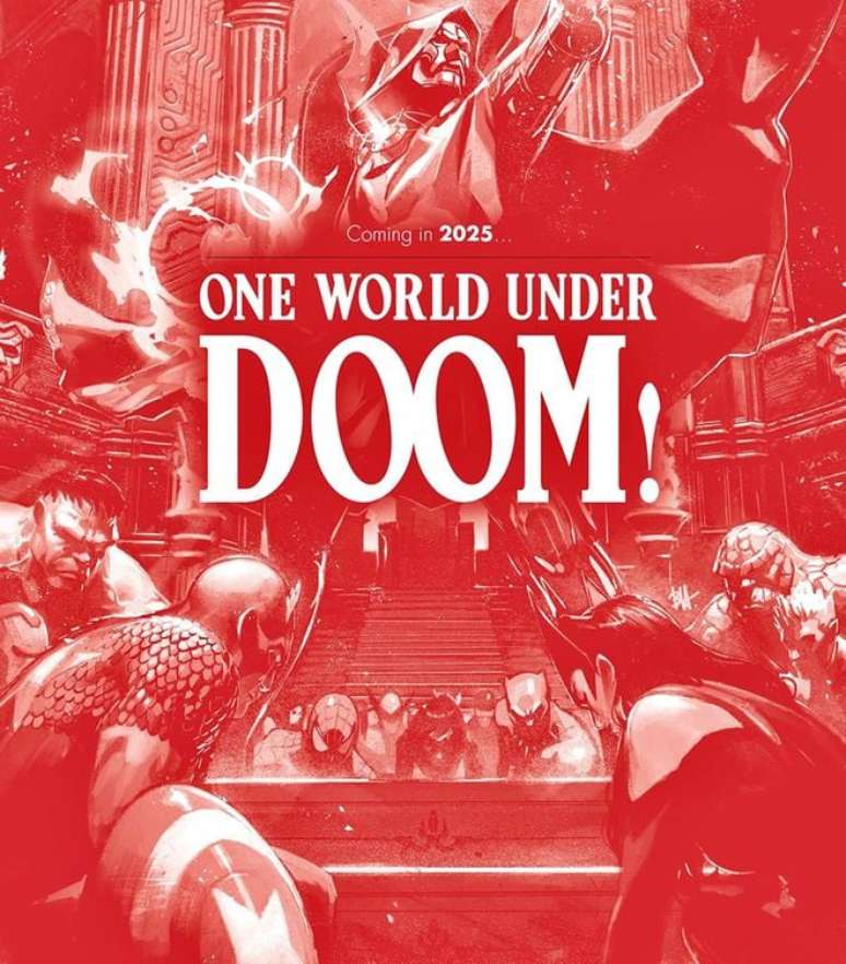 One World Under Doom foi anunciado em um teaser na San Diego Comic Con (Imagem: Reprodução/Marvel Comics)