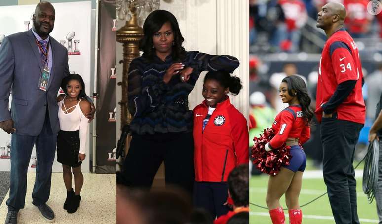 Simone Biles com outros famosos: essas 15 fotos provam o quão pequena a ginasta é.