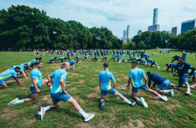 Jogadores do City durante treinamento na pré-temporada da equipe –