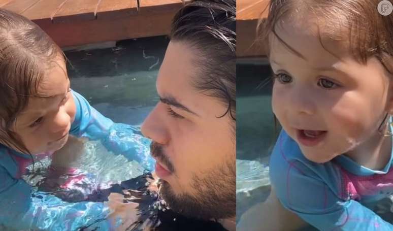 Zé Felipe pulou na piscina de roupa e tudo para salvar filha, Maria Flor, de afogamento.