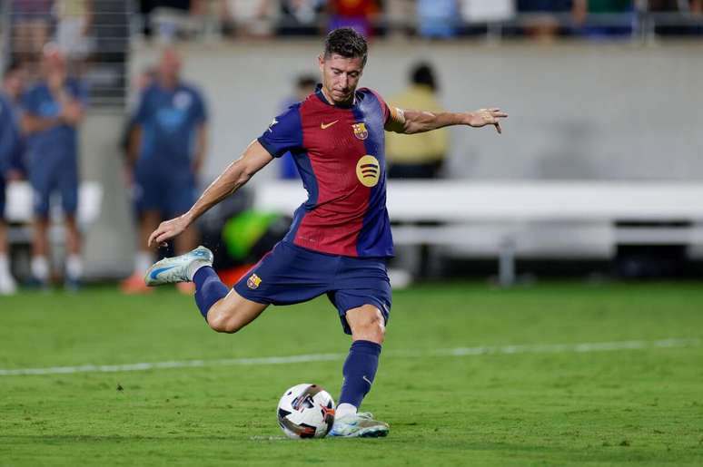 Robert Lewandorwski (Barcelona) durante jogo amistoso contra o Manchester City, no dia 30.07.2024 