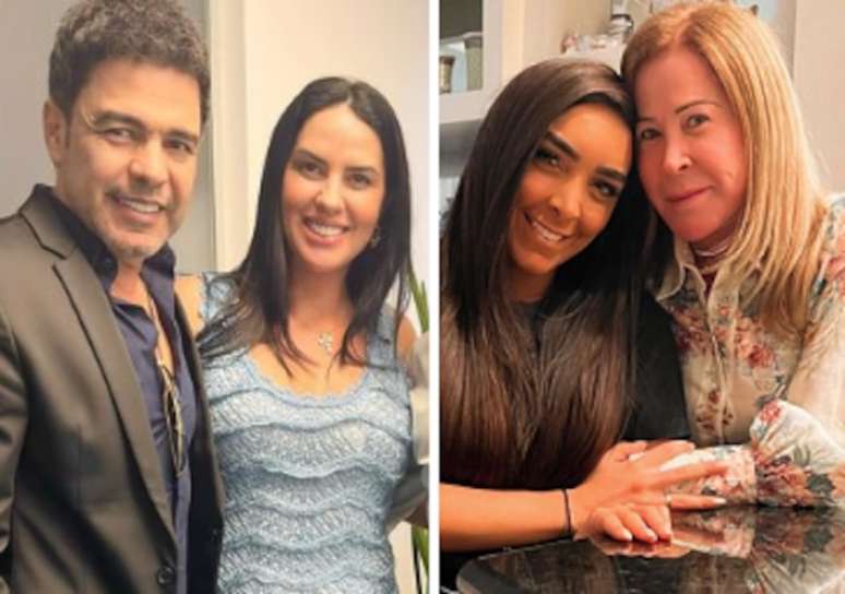 Graciele Lacerda em foto ao lado de Zezé Di Camargo e Amabylle Eiroa em foto ao lado de Zilu Camargo