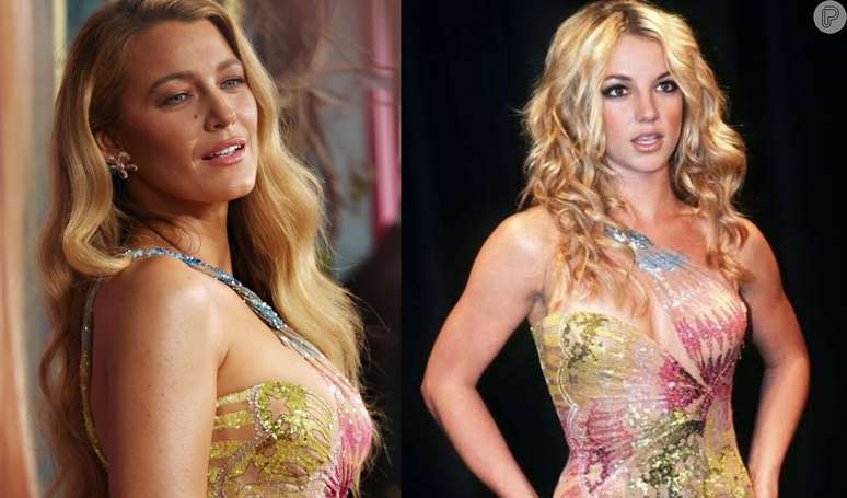 Blake Lively vestiu mesmo look de Britney Spears da Versace em première de filme novo.