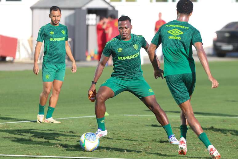 Fluminense em seu último treino visando o jogo contra o Juventude. -