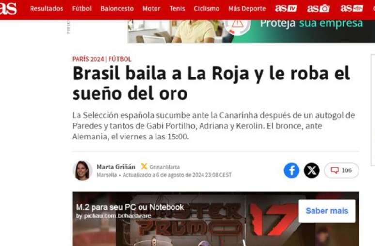 ‘O Brasil fez a Espanha bailar!’, manchetou o ‘jornal ‘AS’ –