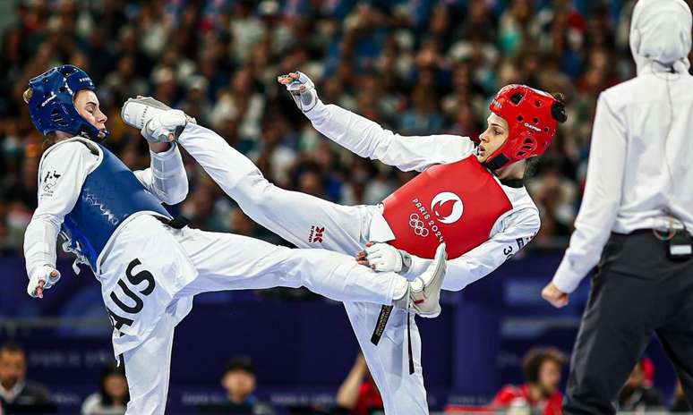 Maria Clara Pacheco no taekwondo dos Jogos Olímpicos de Paris-2024