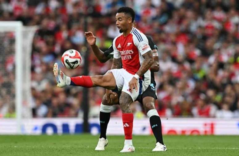 Gabriel Jesus marcou um dos gols da goleada do Arsenal sobre o Bayer Leverkusen &ndash;