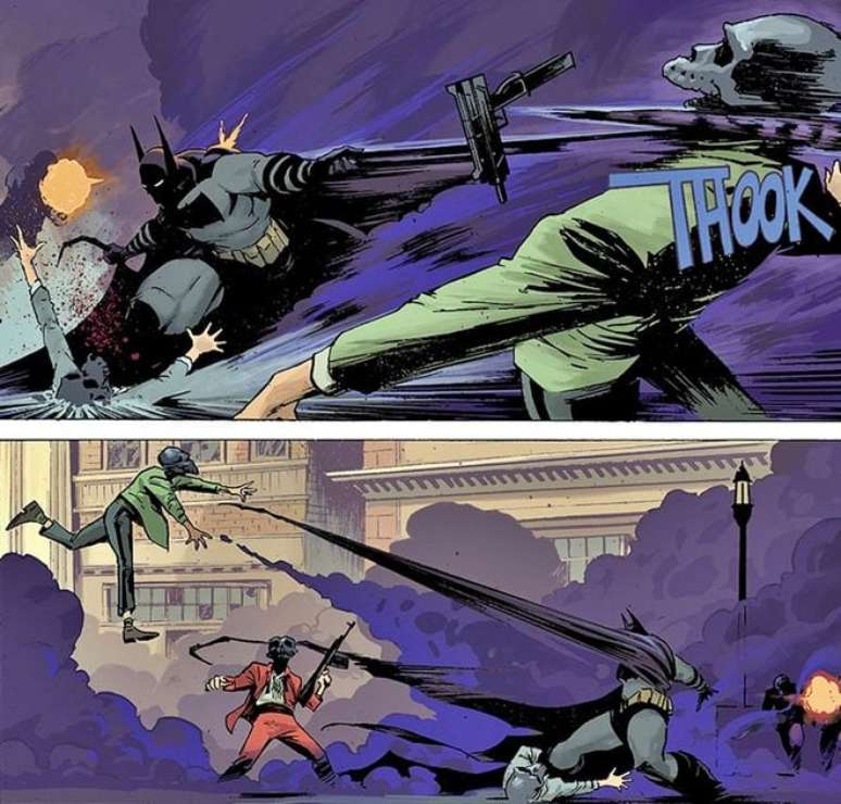 La nueva capa de Absolute Batman cambia su rigidez y elasticidad, sirviéndole de apoyo para escalar estructuras o incluso usarla como látigo contra sus enemigos (Imagen: Reproducción/DC Comics)