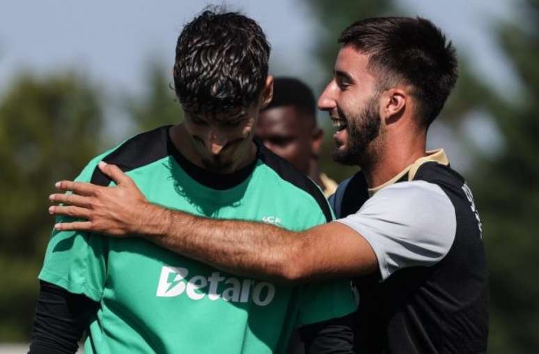 Jogadores do Sporting durante treinamento da equipe &ndash;
