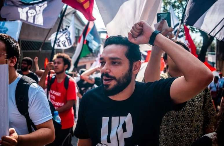 Ricardo Senese, pré-candidato pela UP, foi detido após confronto com a PM na Alesp no dia de votação do projeto de privatização da Sabesp.