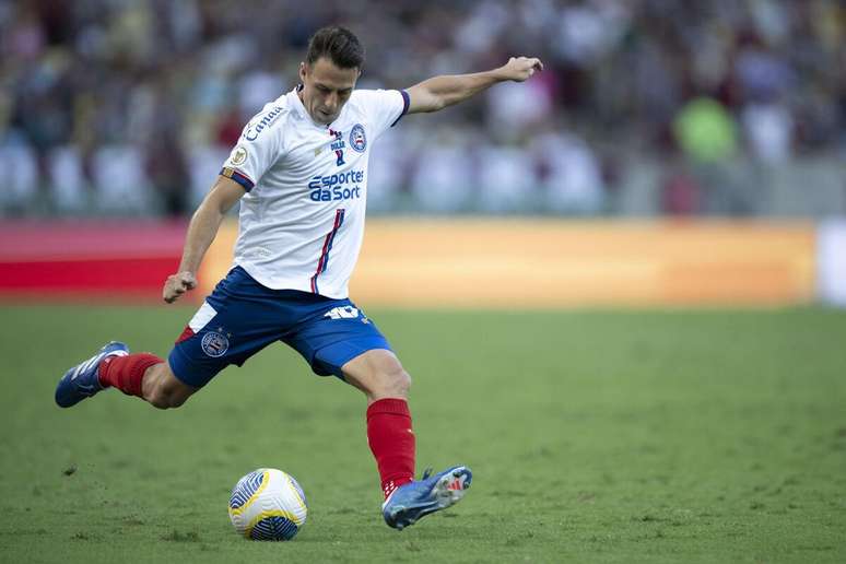 Santiago Arias (Bahia) durante jogo contra o Fluminense, no dia 04.08.2024