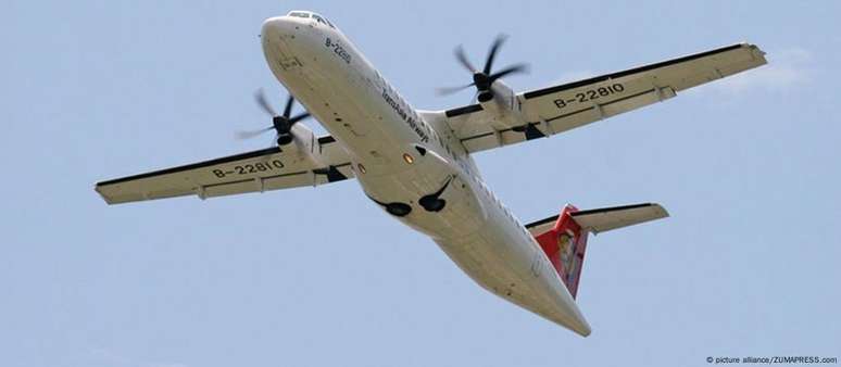 Uma aeronave ATR-72, mesmo modelo do avião que caiu em Vinhedo