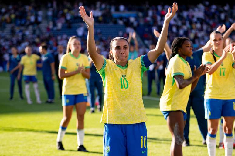 Marta na final do torneio de futebol feminino dos Jogos de Paris