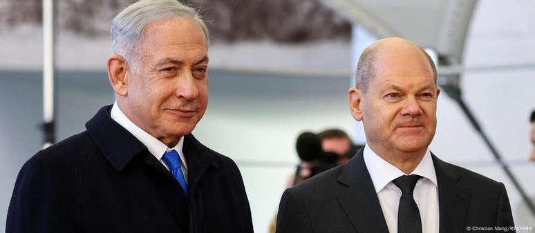 Netanhayu e Scholz durante encontro em 2023