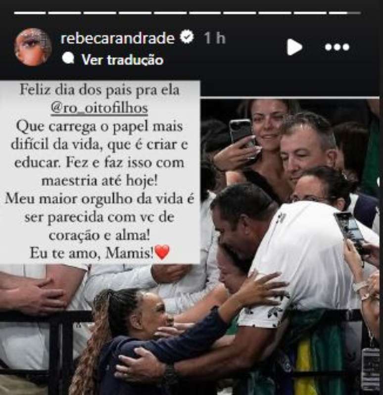 No Dia dos Pais, Rebeca exalta a sua mãe Rosa e a parabeniza