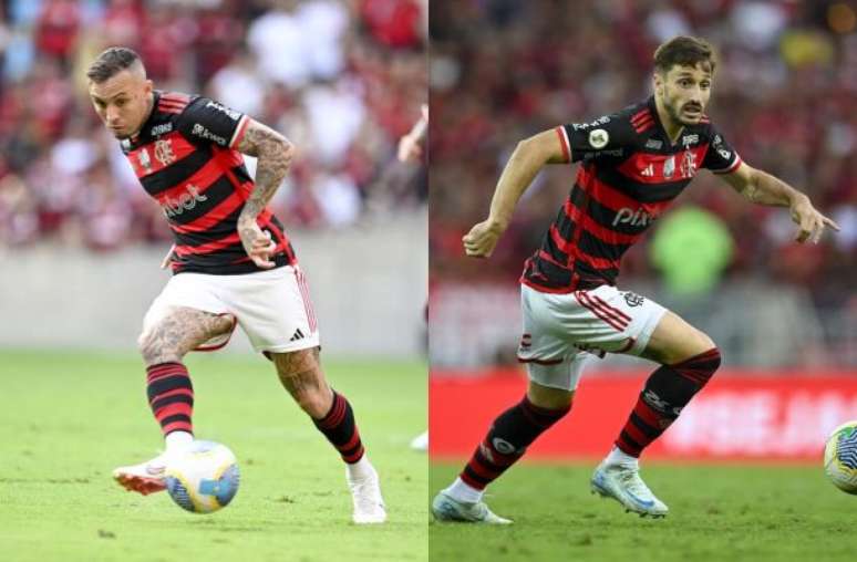 Cebolinha e Viña em campo pelo Flamengo – Fotos: Marcelo Cortes / Flamengo