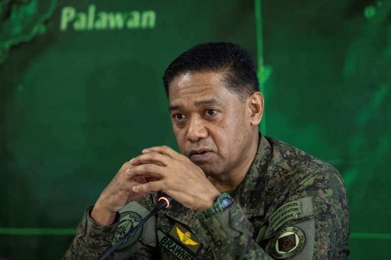 Chefe do Estado-Maior das Forças Armadas das Filipinas, general Romeo Brawner Jr., durante entrevista coletiva em Puerto Princesa, nas Filipinas
10/08/2023 REUTERS/Eloisa Lopez