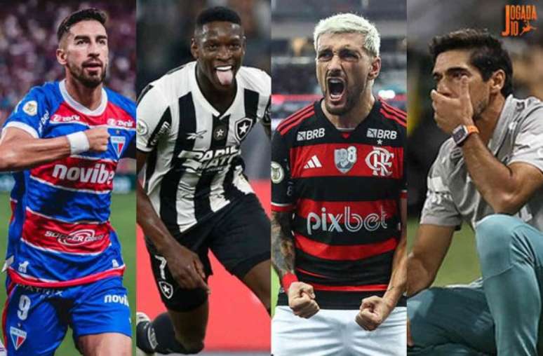 Disputa pelo título brasileiro ganha novo concorrente – Fotos de Matheus Lotif/Fortanelza; Vitor Silva/Botafogo; Gilvan Souza/Flamengo; Cesar Greco/Palmeiras