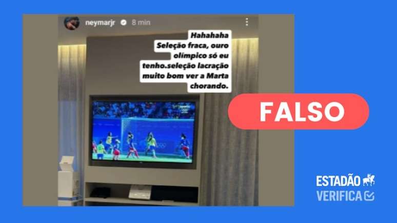 É falso que Neymar tenha chamado seleção feminina de futebol de “fraca” e “lacração” em postagem