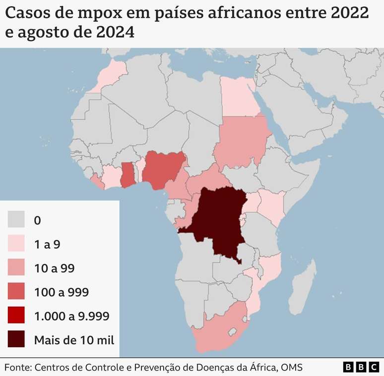 Países africanos com surto de mpox