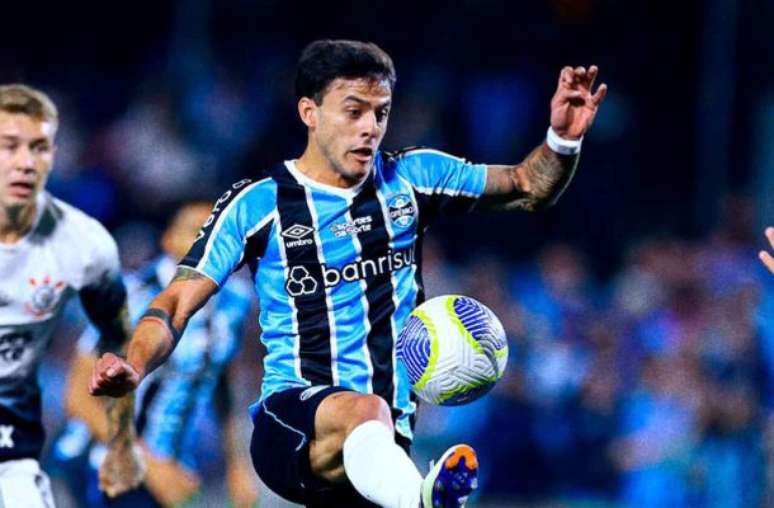 Carballo em sua última partida pelo Grêmio, o empate em 0 a 0 com o Corinthians pelo jogo de volta da Copa do Brasil –