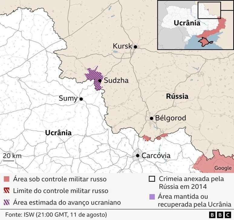 Mapa da invasão da Rússia