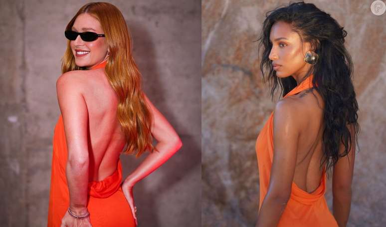 Marina Ruy Barbosa e Jasmine Tookes, da Victoria's Secret, repetem look.