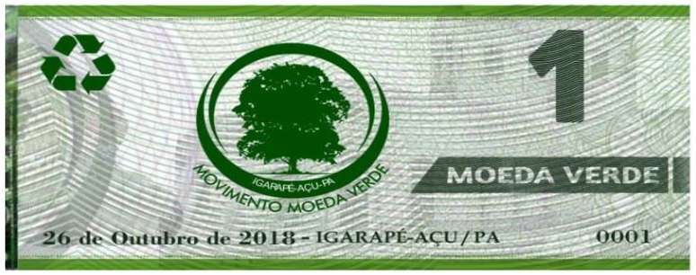 Cada moeda verde equivale a R$ 1