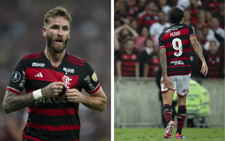 Léo Pereira e Pedro durante a partida entre Flamengo e Bolívar no Maracanã