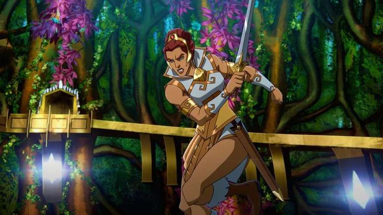 Teela tem como missão proteger a família real, em especial o Príncipe Adam(Imagem: Divulgação/Netflix)