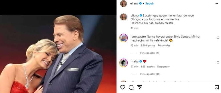 Eliana deixou agradecimento a Silvio Santos 