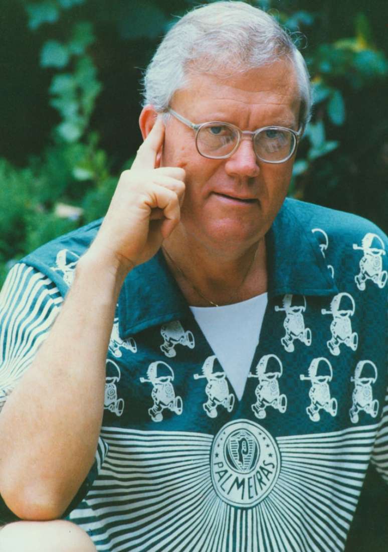 Um registro do palestrino Joelmir Beting antes da final do Brasileir&atilde;o de 1993, entre Palmeiras e Vit&oacute;ria