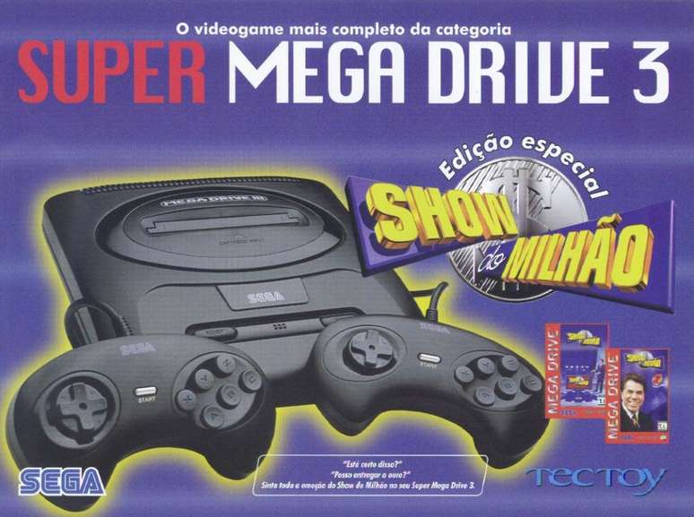 Sucesso do Show do Milhão rendeu edição especial do Mega Drive 3, com jogo do programa embutido na memória (Foto: Reprodução/TecToy)