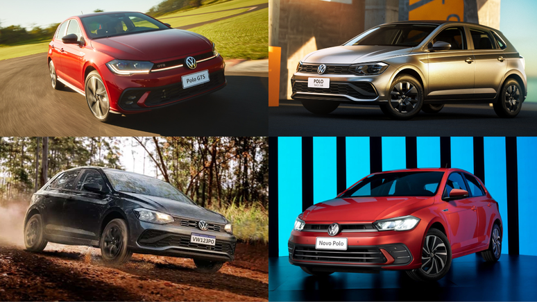 Alguns membros da família Volkswagen Polo: GTS, Track, Robust e Highline