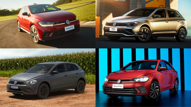 Alguns membros da família Volkswagen Polo: GTS, Track, Robust e Highline