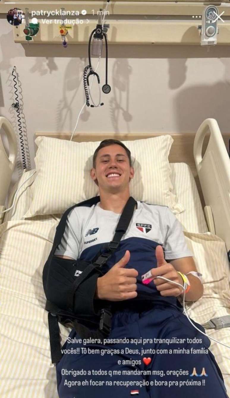 Patryck atualizou sobre seu estado em publica&ccedil;&atilde;o no Instagram.